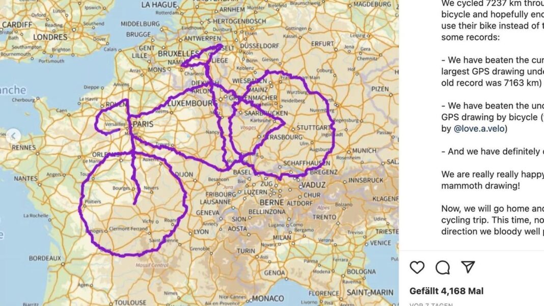 7237-kilometer:-paar-zeichnet-mit-gps-tracking-riesen-fahrrad-auf-europakarte-–-und knackt-rekorde